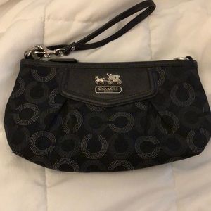 Coach Wristlet- black w/ Grey and white dotted C's
